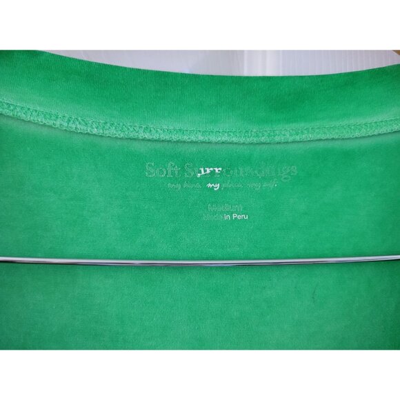 Soft Surroundings Green boho short sleeve Embroidered size Medium lagenlook - Picture 2 of 7